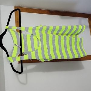 Neon green and gray striped racerback tank